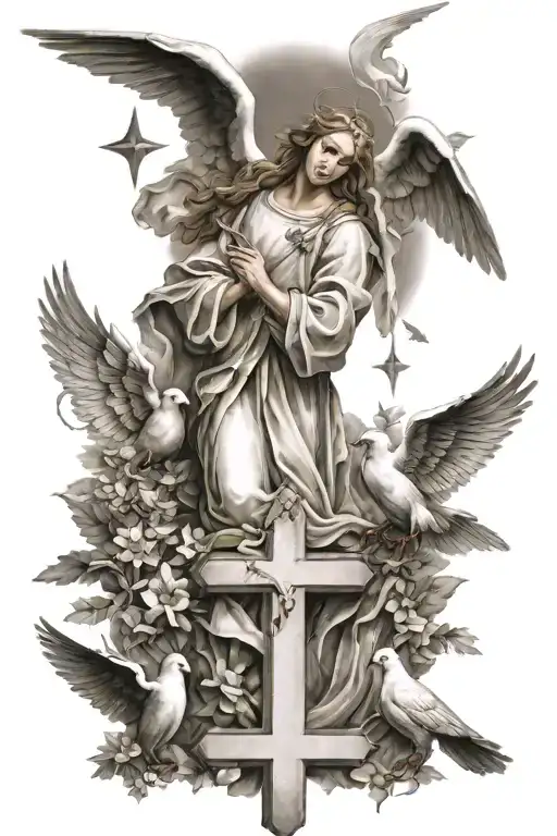 Let Your Faith Be Bigger Than Your Fear With A Cross Angel And Doves