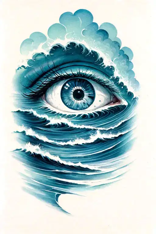 Eye With Waves Of An Ocean
