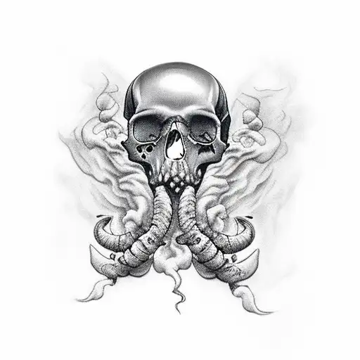 Black And White Skulls Smoke