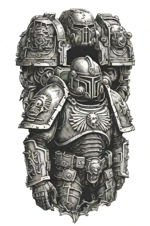 Space Marine Warhammer 40K Space Marine Doom Slayer Rosen Schriftzug