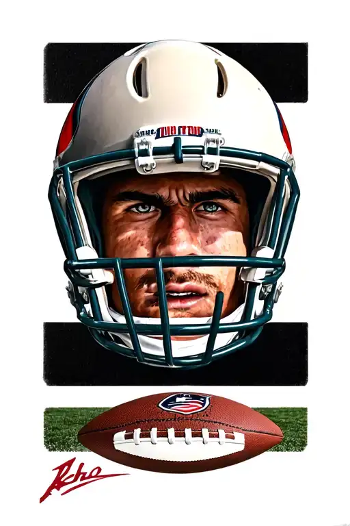 American Football Helmet And Ball Character
