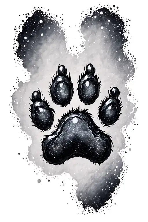 Dog Paw Print Surrounded By Dark Matter
