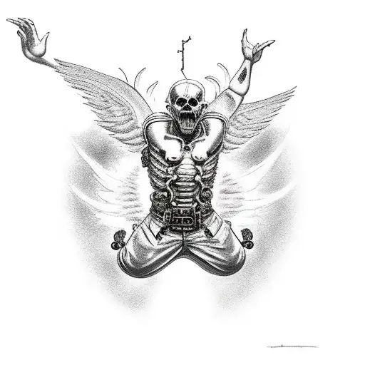 A Floating Boy Being Pulled Between Demons From Hell And Angels From Heaven