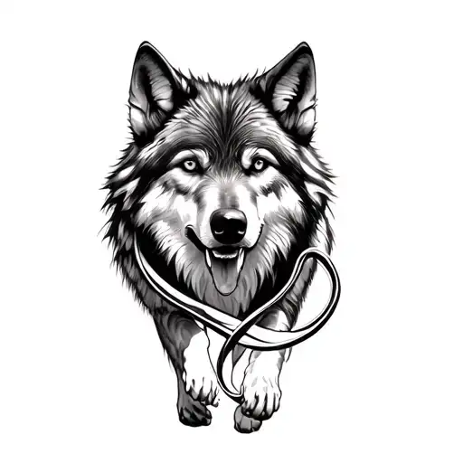 Wolf Walking A Path Of An Infinity Sign