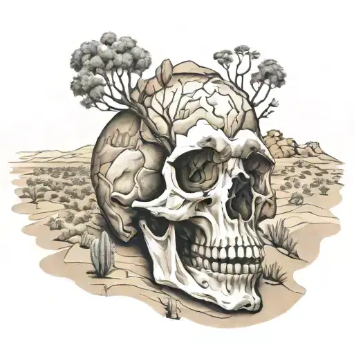 An Abstract Interpretation Of Georgia O'keefe's Artwork Featuring Dear Skull And Desert Landscapes