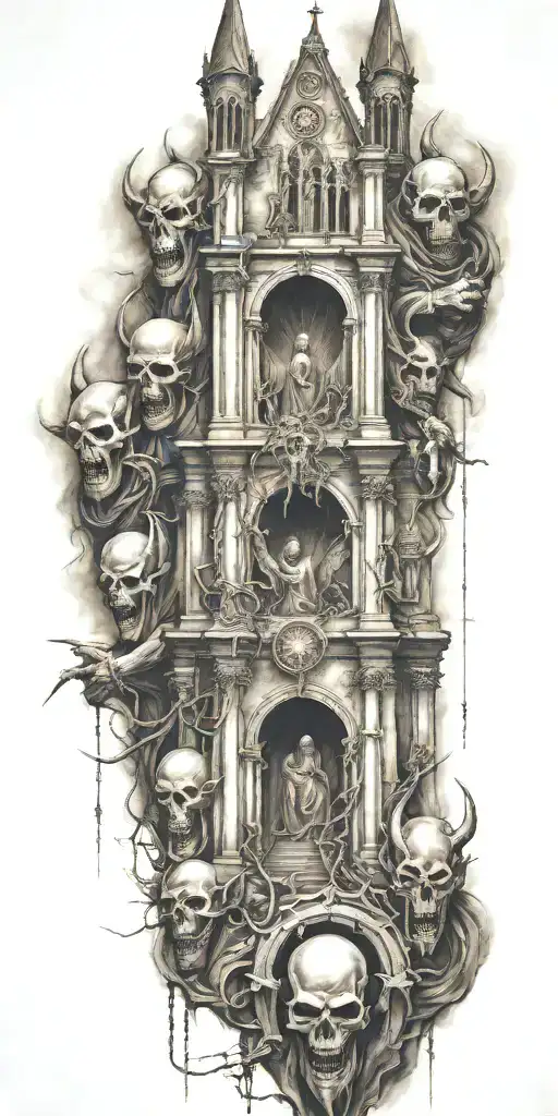 Cathedral And Demons Chained Up