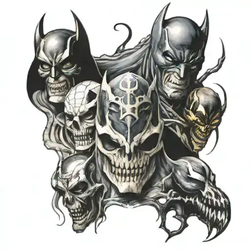 Skull And Batman And Spiderman And Venom And Demon