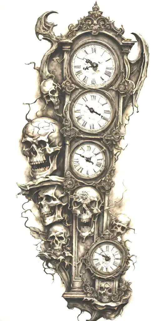 Graveyard With Demons And Clocks