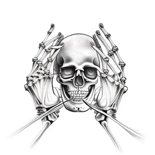 Anatomical Skeleton With Hands Holding Shakas