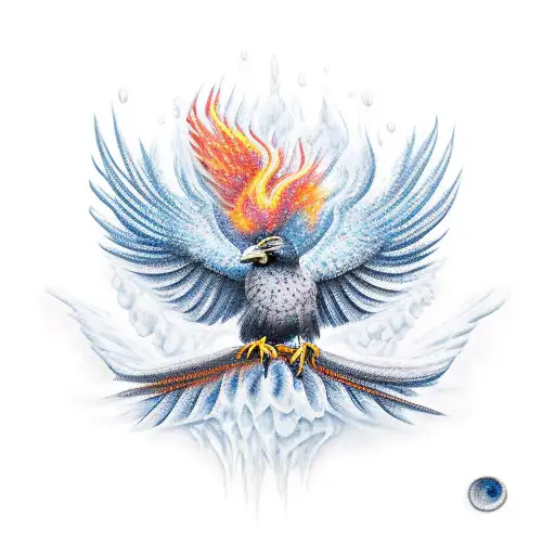 A Crow Being Reborn From Ice Like A Phoenix