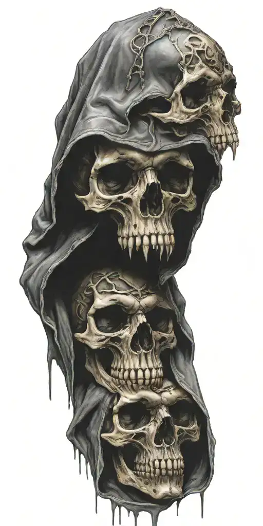 Demonic Skulls In Hoods