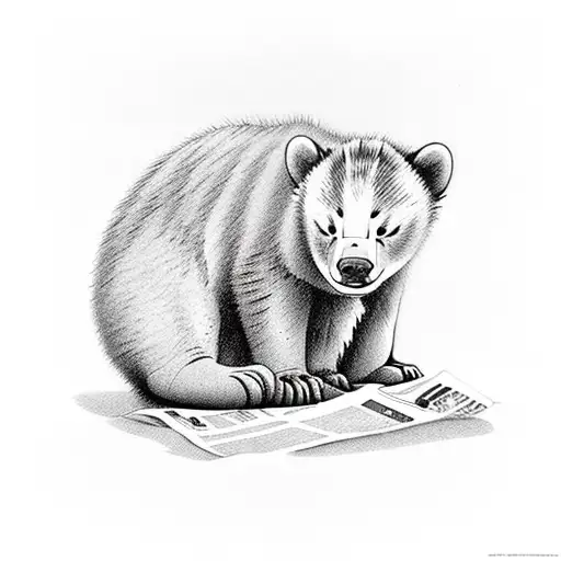Sleeping Bear Cub With A Newspaper