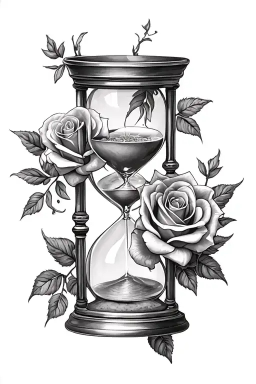 Hourglass And Roses Intertwined