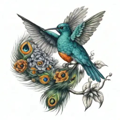 Humming Bird And Peacock