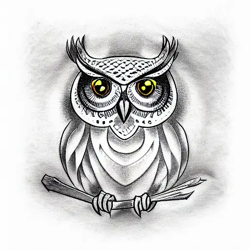 Owl With The Emblem Of Sceptre In The Eye