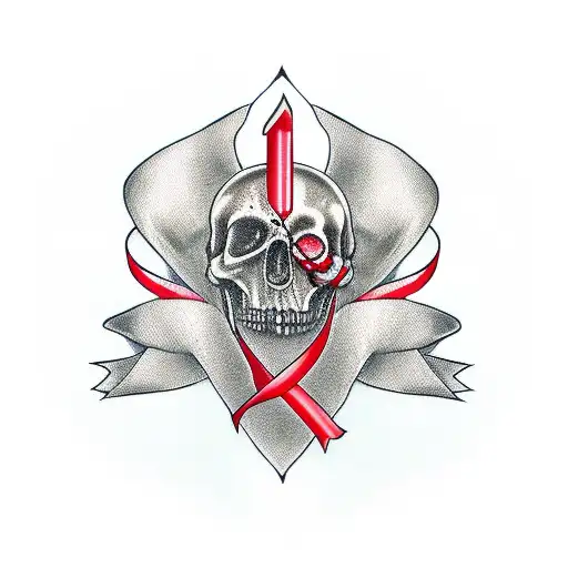 Cancer Ribbon With Dagger And Blood