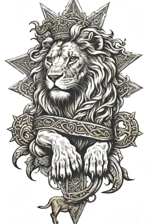 Lion Of Judah And Jesus Cross