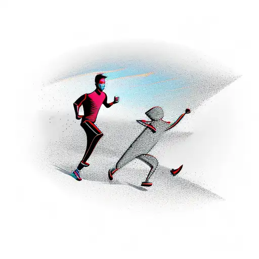 Abstract 3D Sporty Running Man Running To The Right