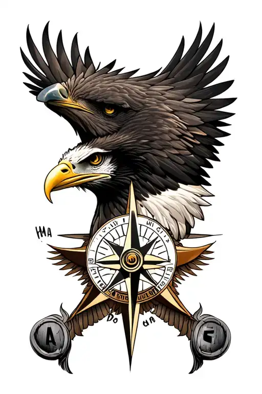 Intense Eagle Head Only Looking Forward Transitioning Into A Compass
