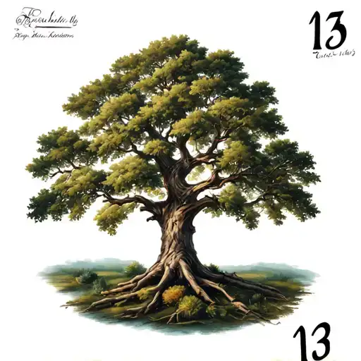 Oak Tree With Number 13 Callygraphy