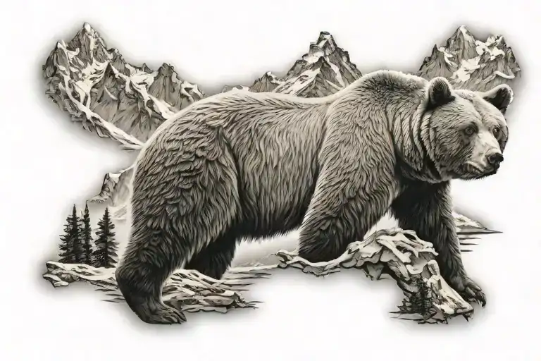 Bear In The Mountains Panorama