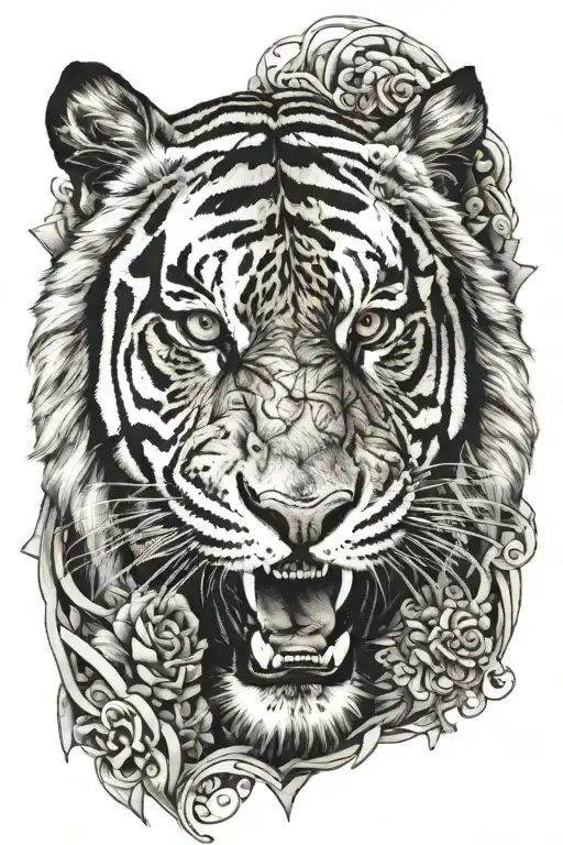 Sacred Geometry Tiger Roaring