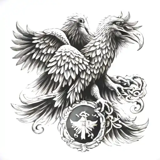 Albanian Tattoo With Double Eagle