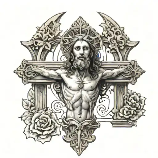 Jesus On A Cross Symmetrical Design