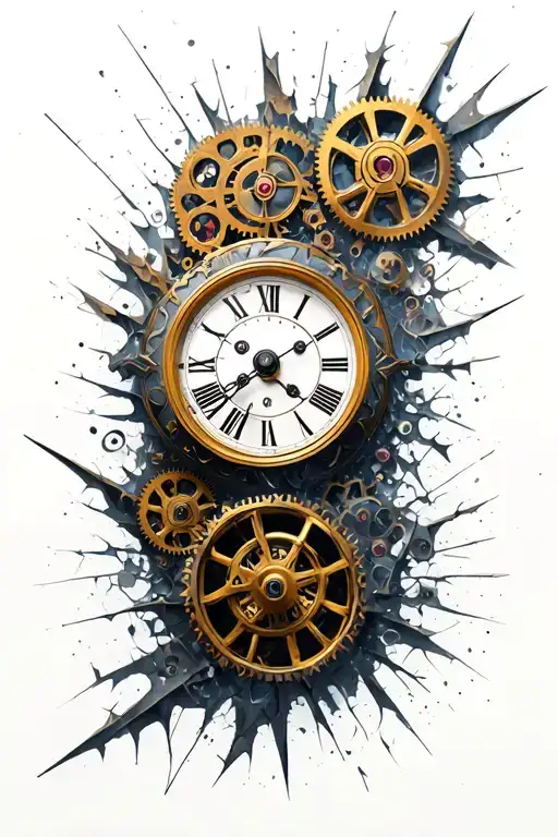 Shattered Clock With Intricate Gears