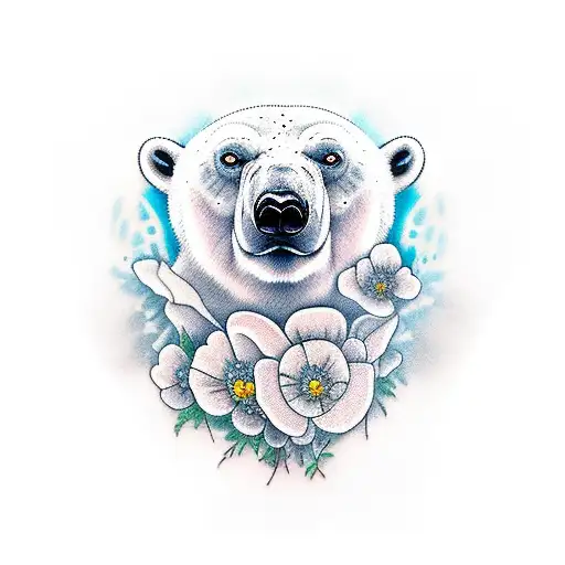 Polar Bear With Poppy Flower