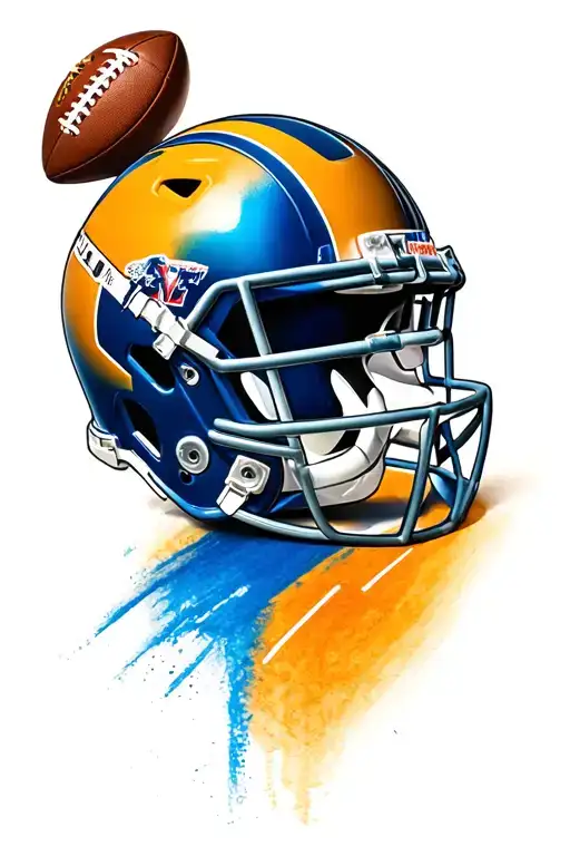 American Football Helmet And Ball