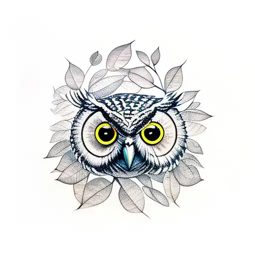 Owl With Willow Leaves