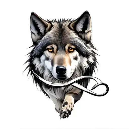 Wolf Walking A Infinity Sign