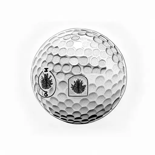 A Golf Ball With A Family Tree Design And The Roots Forming Golf Clubs