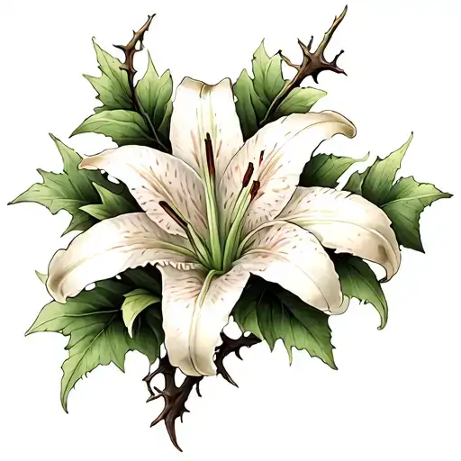 Lily On Vine Of Thorns