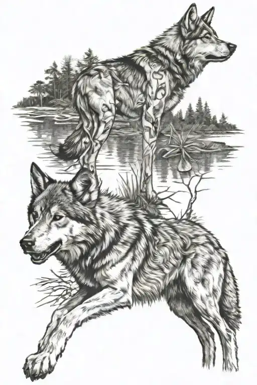 My Dog Photo Medium In Its Back My Brother's Photo And His Back Wolf With Jungle