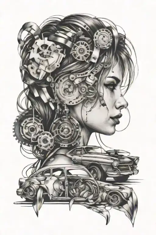 Stunning Girl With Car Parts Around Her