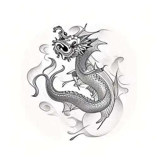 Koi Fish With A Dragon Symbolizing Life Purposes And Freedom