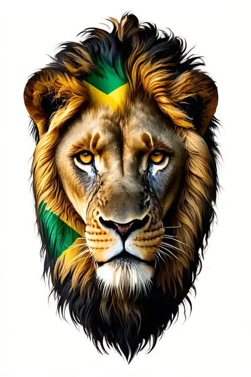 Jamaican Flag With Lion