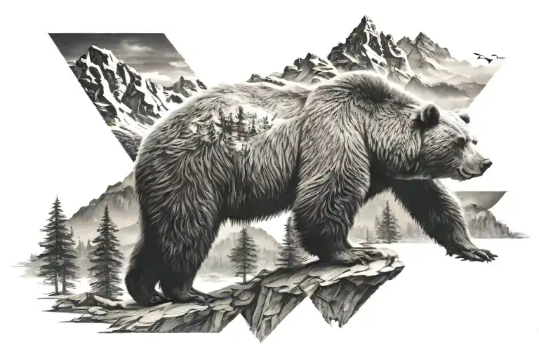 Bear In The Mountains Panorama