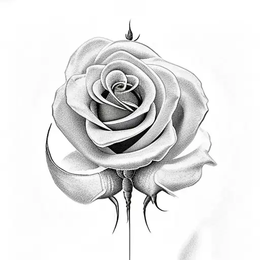 Medical Caduceus Symbol With Rose In The Bottom Left