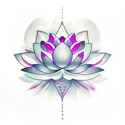 Lotus Flower With Magenta Streaks