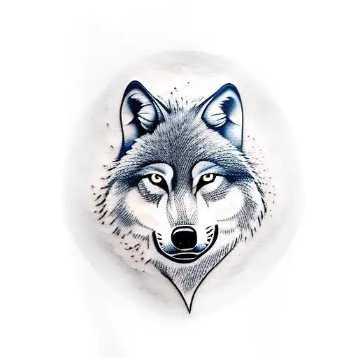 Adult Wolf With 2 Cubs