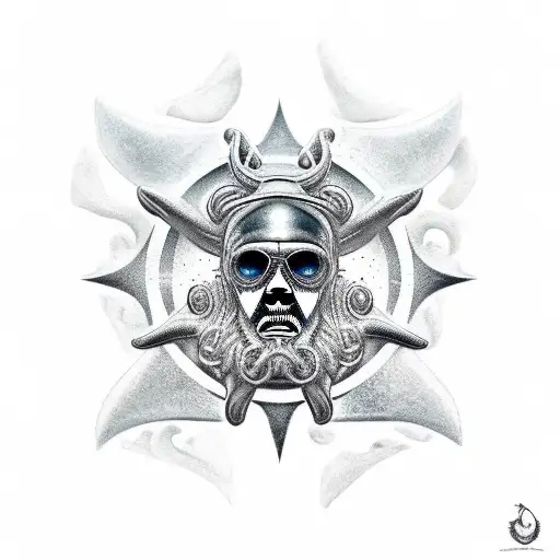 Poseidon With Compas In Background