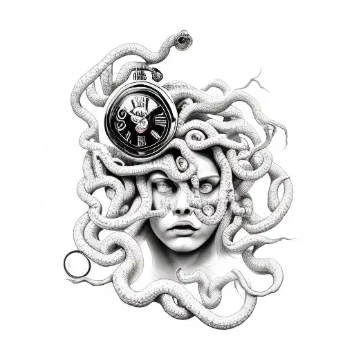 Broken Medusa With Clock