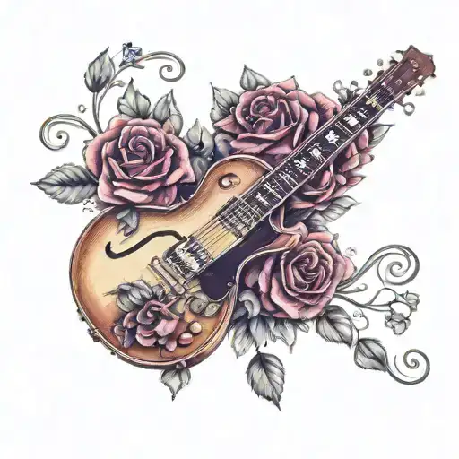 Les Paul Guitar With Roses