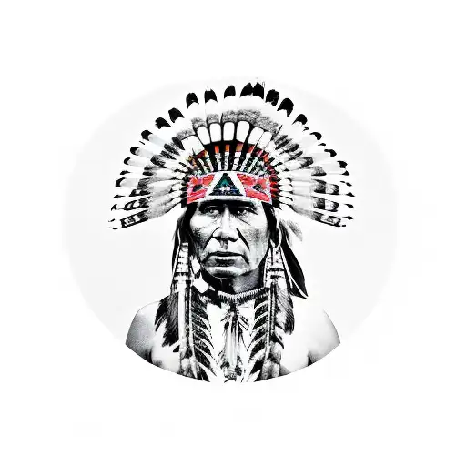 Native American Cheif With Head Dress