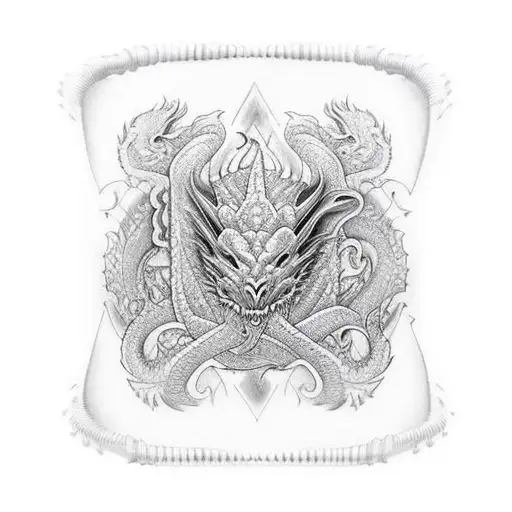 Sleeve With Dragon And Abstract Tribal Spartan