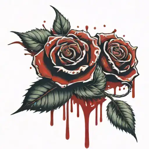 Red Money And Red Roses Dripped In Blood