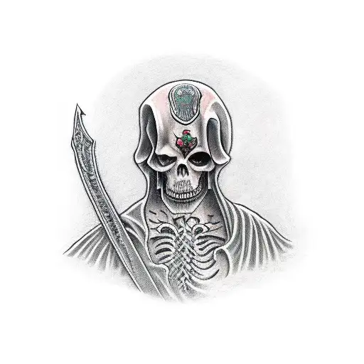 Grim Reaper Warrior Holding Spear